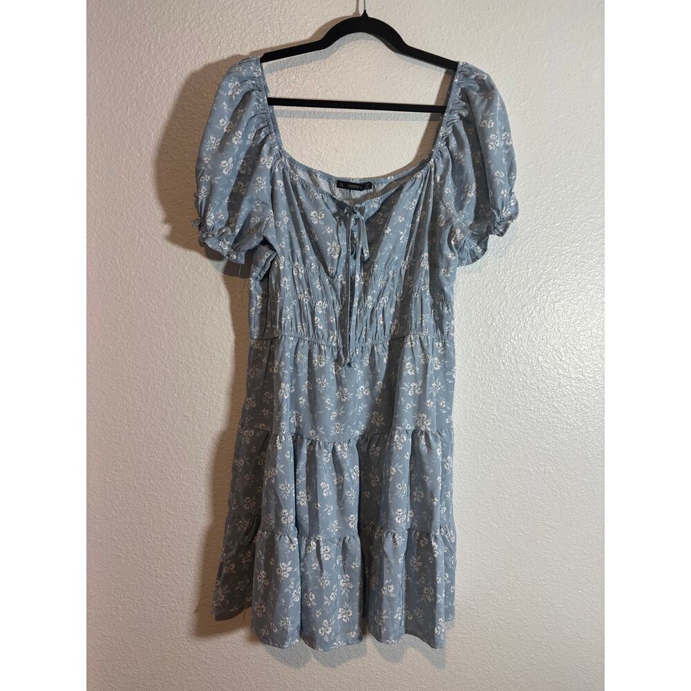 Hesperus NWT Size XL Square Neck Puff Sleeve Milkmaid Prairie Floral Mini Dress
